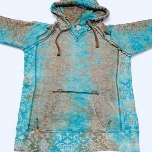 MV Sport Blue and Brown Tie-Dye Hippie Hoodie